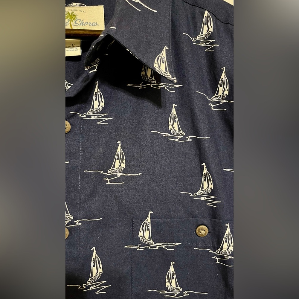 Island Shores Blue Sailing Men's Shirt - Picture 3 of 5